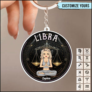 Zodiac Personalized Acrylic Keychain, Zodiac Sign Astrology Gifts for Her