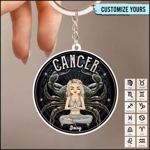 Zodiac Personalized Acrylic Keychain, Zodiac Sign Astrology Gifts for Her