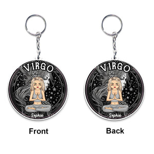 Zodiac Personalized Acrylic Keychain, Zodiac Sign Astrology Gifts for Her