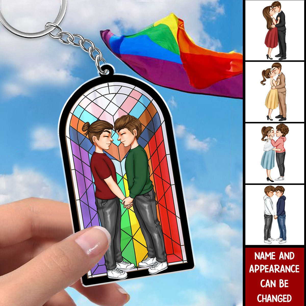 Door Couple Love Pride Month - Personalized Acrylic Keychain