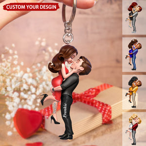 Cartoon Lifting Couple Personalized Acrylic Keychain