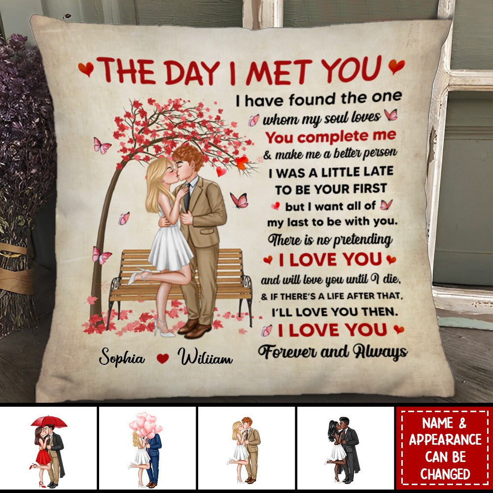 Elegant Couple The Day I Met You Personalized Pillow