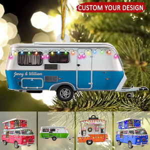 Camper With Christmas Light Personalized Ornament, Gift For Camper Lovers