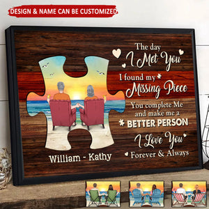 Couple Hold Hands Found My Missing Piece Personalized Canvas