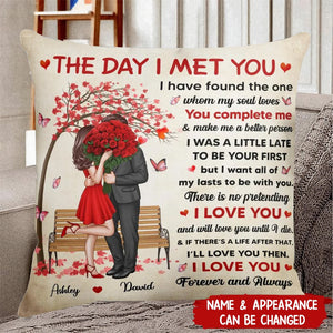 Elegant Couple The Day I Met You Personalized Pillow