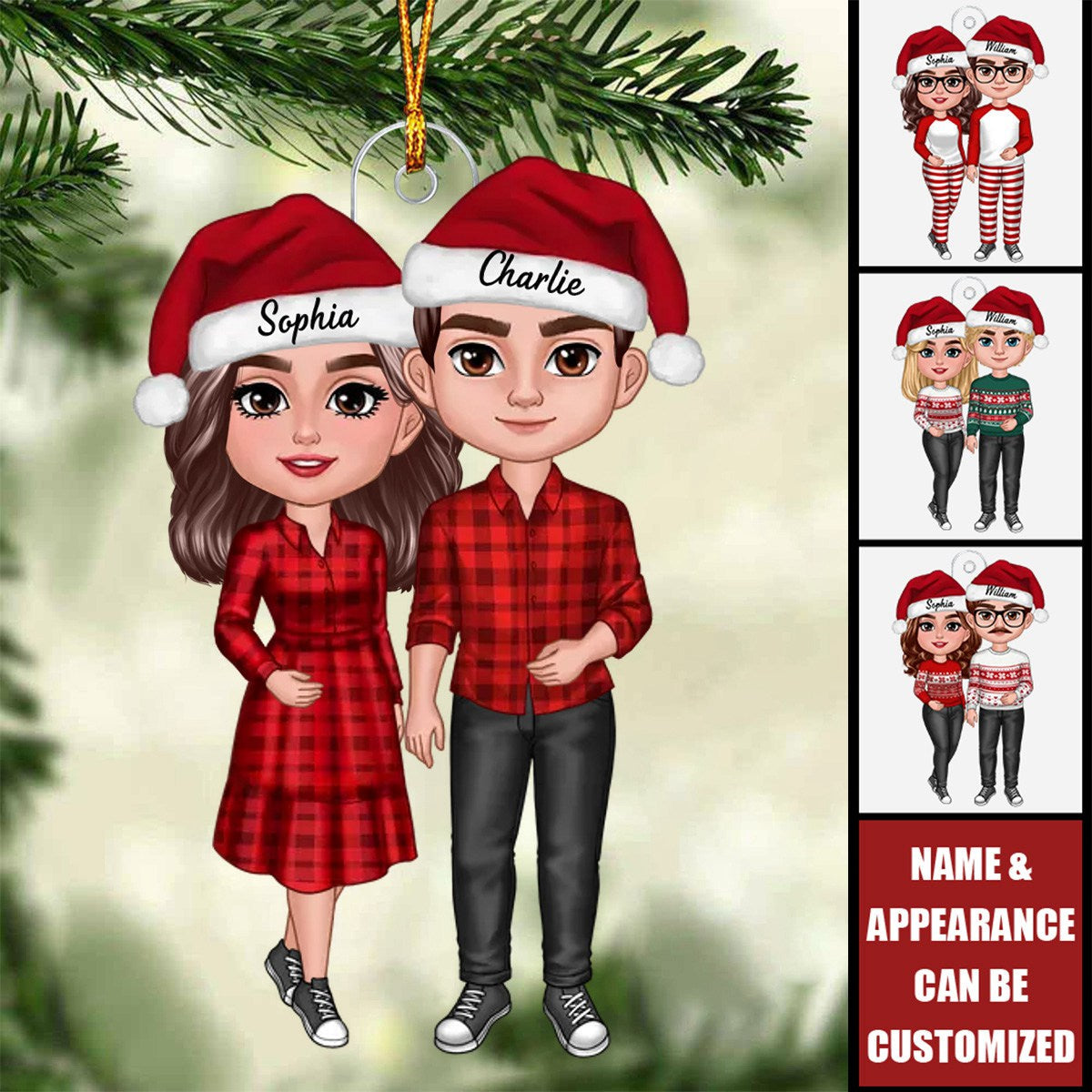 Standing Couple -  Personalized Acrylic Ornament, Christmas Gift for Couple