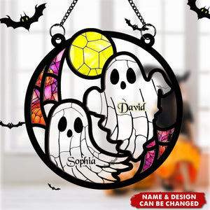 Grandma Mom Family Boo Crew Personalized Suncatcher, Halloween Decor