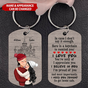 Personalized Gifts For Couple Stainless Steel Keychain Get Home Safe