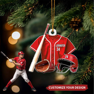 Baseball Uniform - Personalized Acrylic Christmas Ornament, Gift For Baseball Player