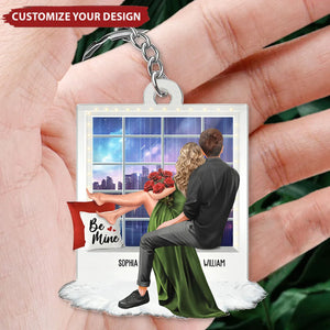 Embracing Couples On Window Personalized Acrylic Keychain