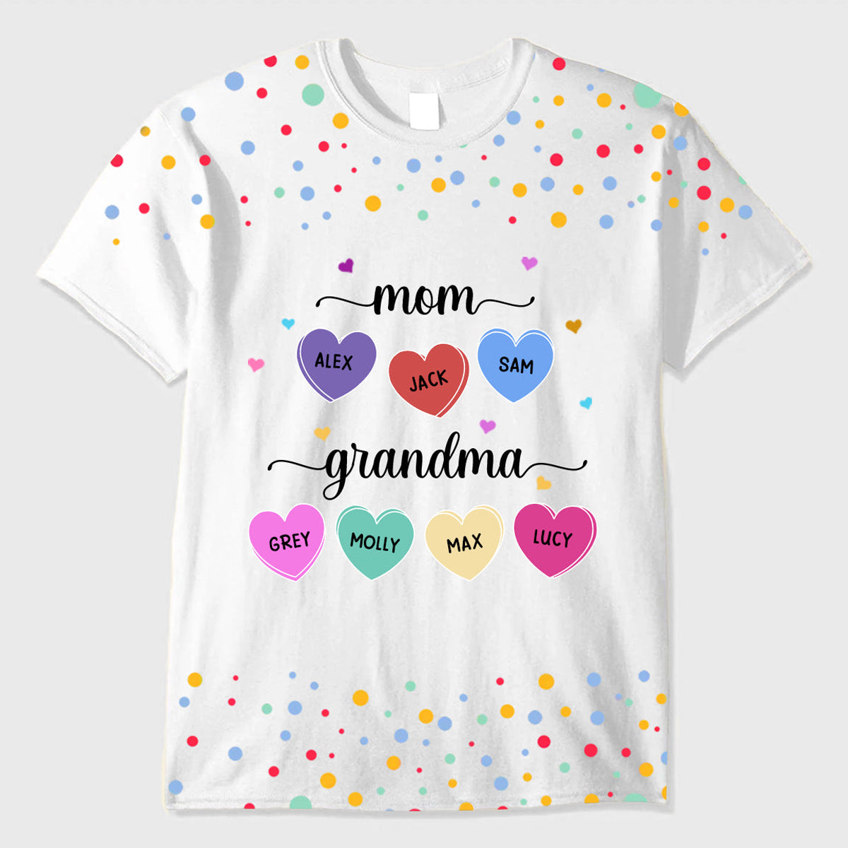 Mom Grandma And Sweet Heart Grandkids Personalized  T-shirt