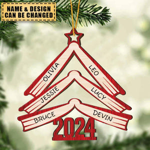 Book Names Christmas Tree 2024 - Personalized Wooden Ornament