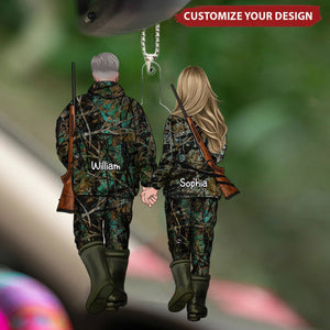 Hunting Couple - Personalized Couples Car Ornament