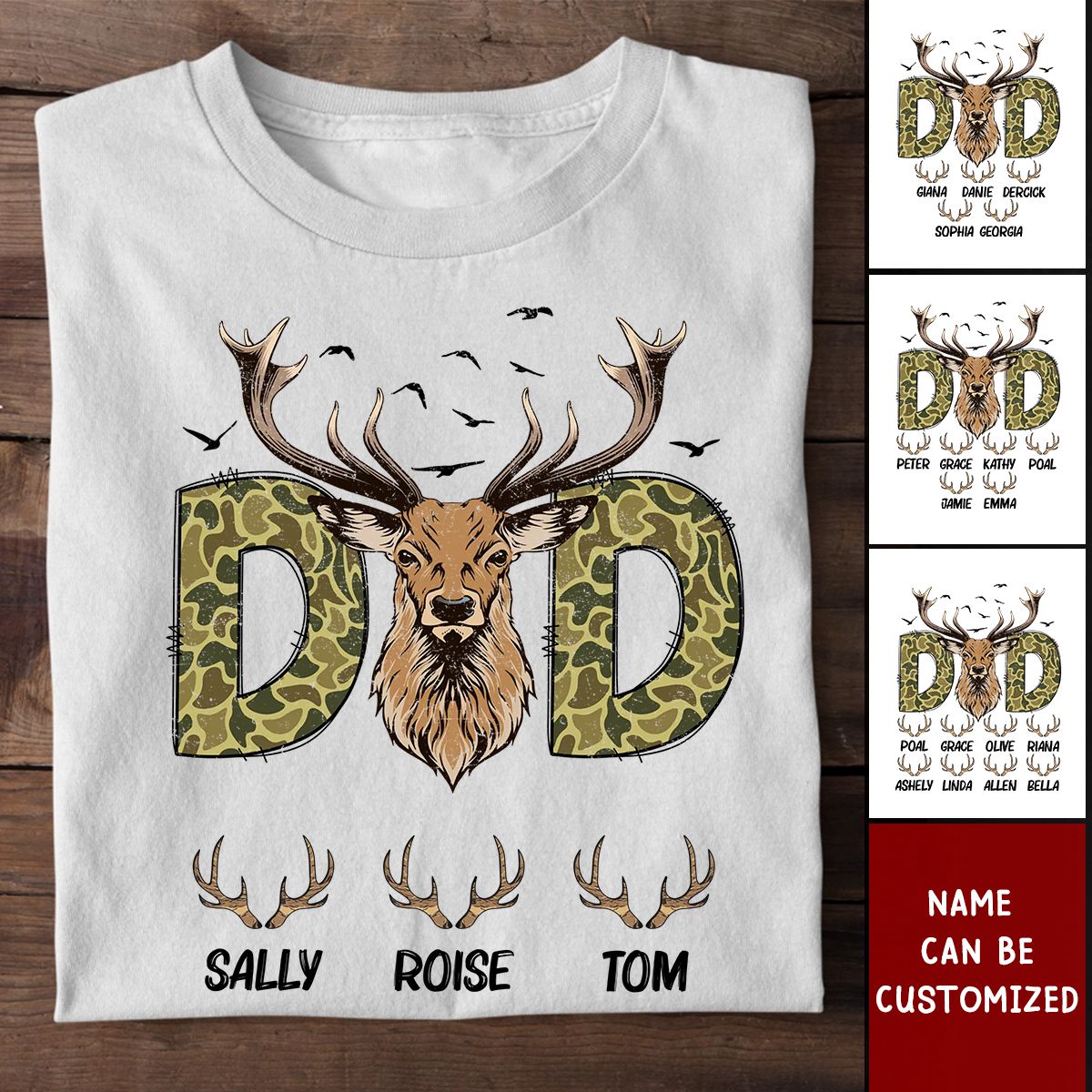 Deer Dad Hunting Camouflage Personalized T-shirt