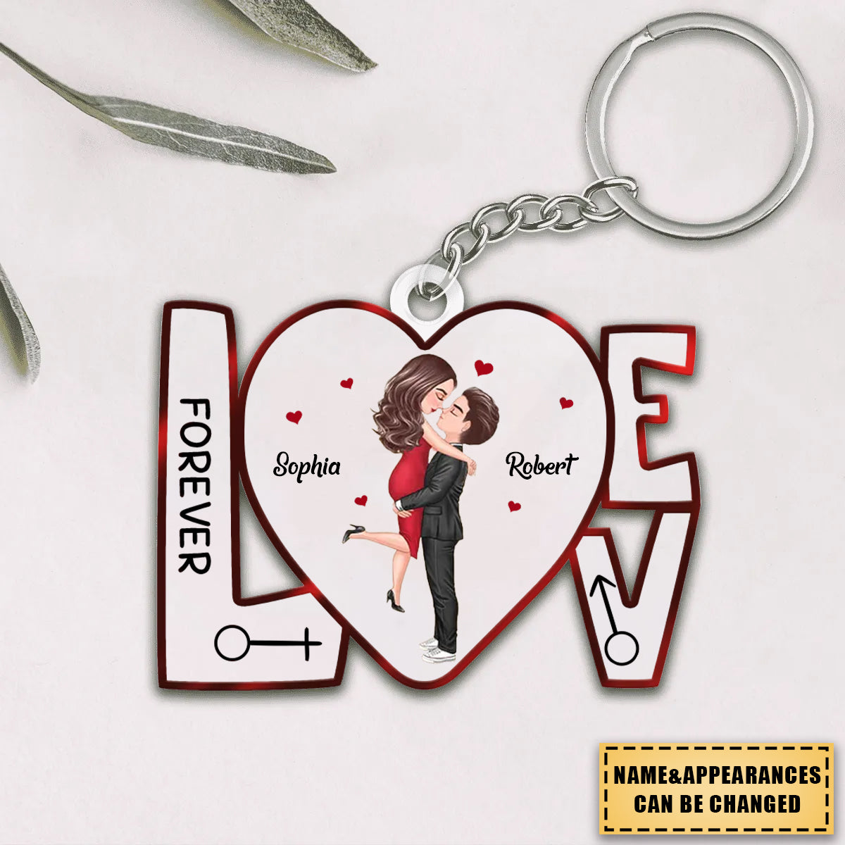 Hugging Kissing Couple In Love Anniversary Gift For Him Gift For Her Personalized Acrylic Keychain