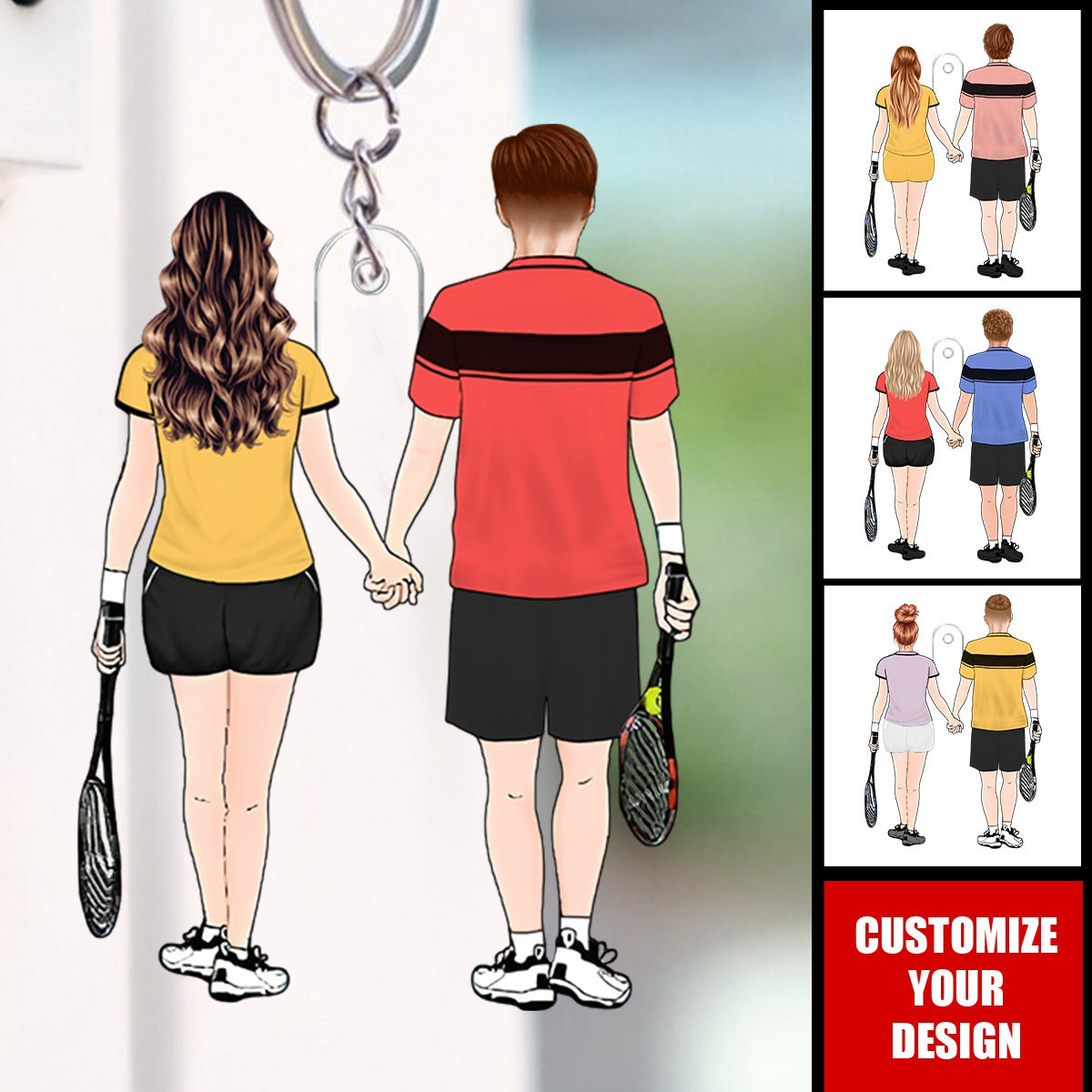 Tennis Partners for Life Personalized Couples Keychain - Gift for Tennis Player