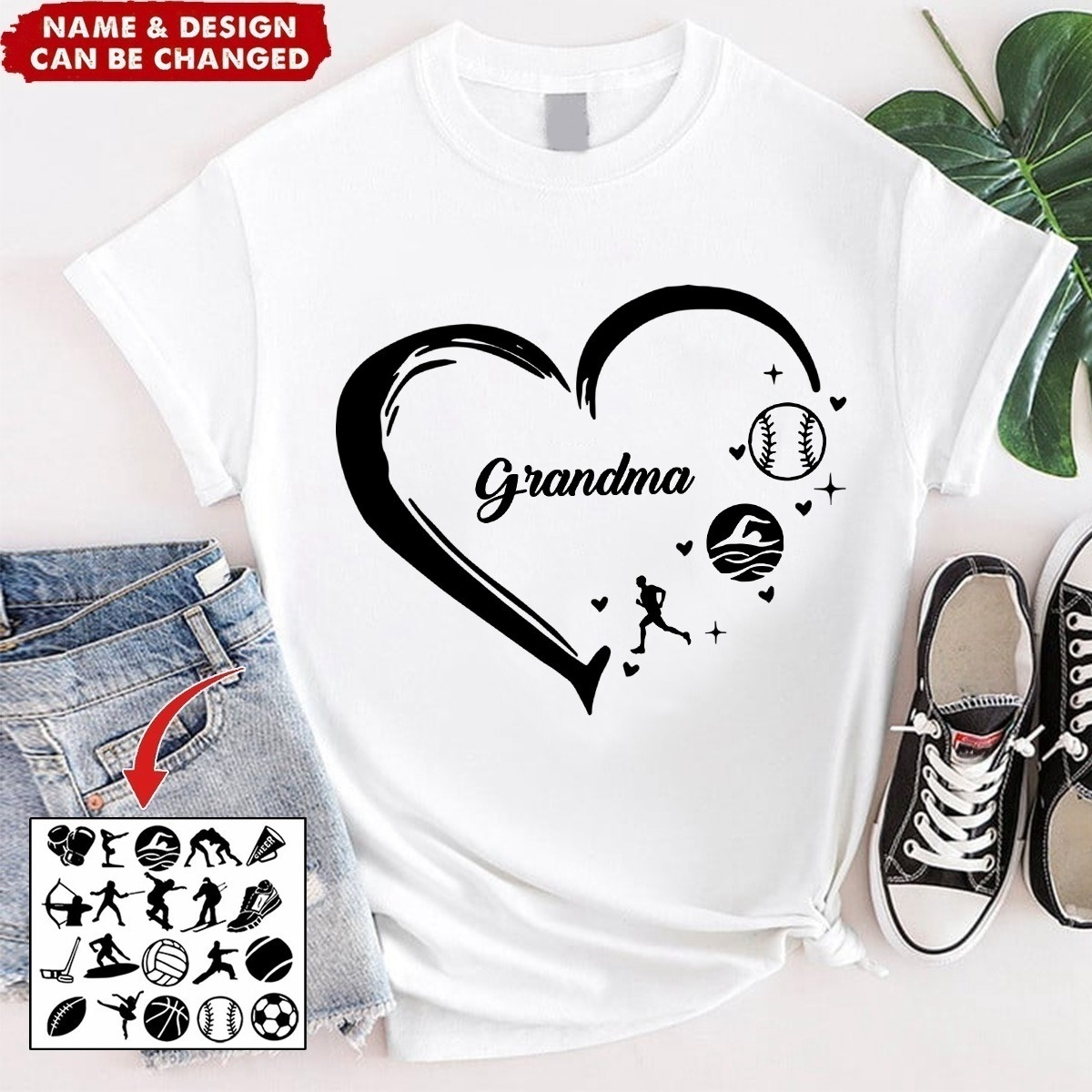 Grandma Heart - Personalized T-Shirt - Birthday, Loving, Funny Gift for Grandma, Nana, Mom