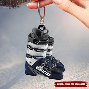 Winter Skiing Boots Personalized Keychain, Gift For Skiing Lovers