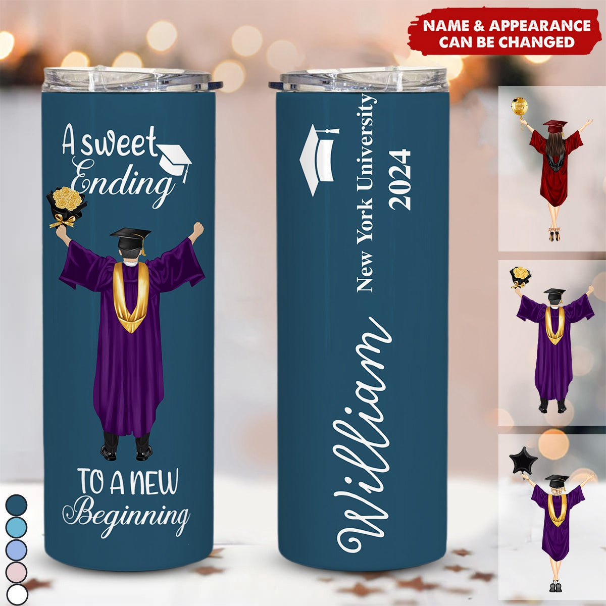 Graduation Tumbler A Sweet Ending - Personalized Skinny Tumbler