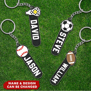 Baseball, Basketball, Softball, Soccer, Football Sports Personalized Keychain