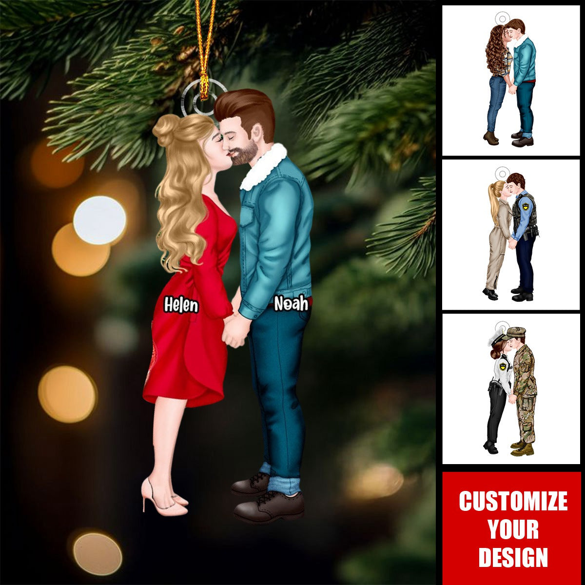 Personalized Gift For Couple Christmas Ornament Couple Kissing