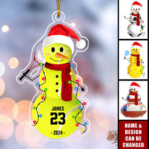 Baseball Snowman - Gifts For Players, Team, Boys - Personalized Acrylic Ornament