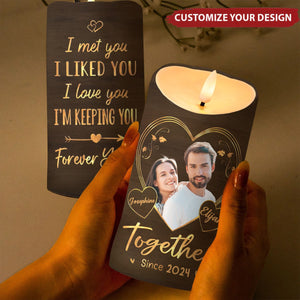 Custom Photo Love Is A Journey Best Traveled Together - Couple Personalized LED Candle