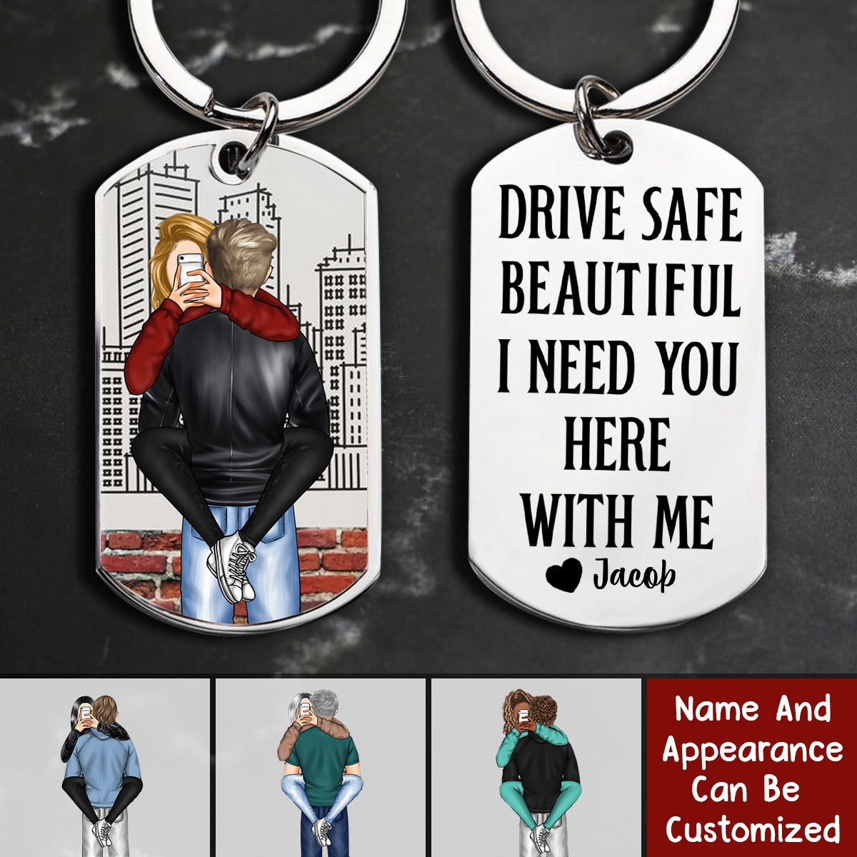 Drive Safe Beautiful - Personalized Stainless Steel Keychain