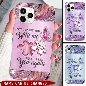 A Piece Of My Heart Lives In Heaven - Memorial Personalized Clear Phone Case