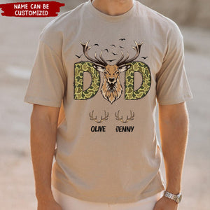 Deer Dad Hunting Camouflage Personalized T-shirt