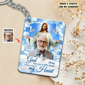 God Has You In His Arms Sky Memorial Sympathy Gift - Personalized Photo Acrylic Keychain