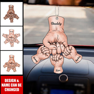 Dad Grandpa And Kids Fist Bump Hands Father‘s Day Gift Personalized Acrylic Car Ornament