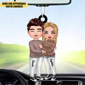 Doll Couple Standing Hugging - Personalized Car Ornament