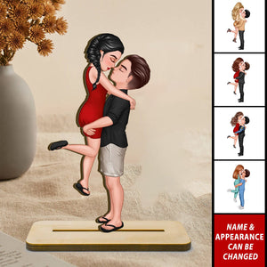 Hugging Kissing Couple Home Decor Gift For Him Gift For Her Personalized Standing Wooden Plaque