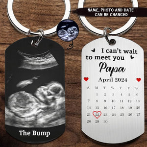 Custom Photo Calendar Can't Wait To Meet You - Gift For Father - Personalized Keychain