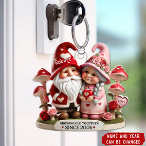 Dwarf Mushroom Old Couple Valentine's Day Gift for him, Gift for her, Personalized Acrylic Keychain