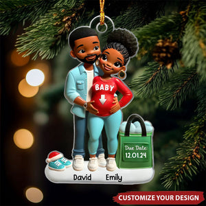 Personalized Baby On The Way Couple Christmas Ornament