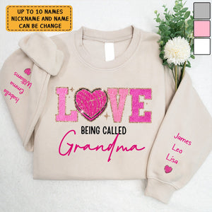 Love Being Called Grandma Pink Glitter Love Personalized Sweatshirt