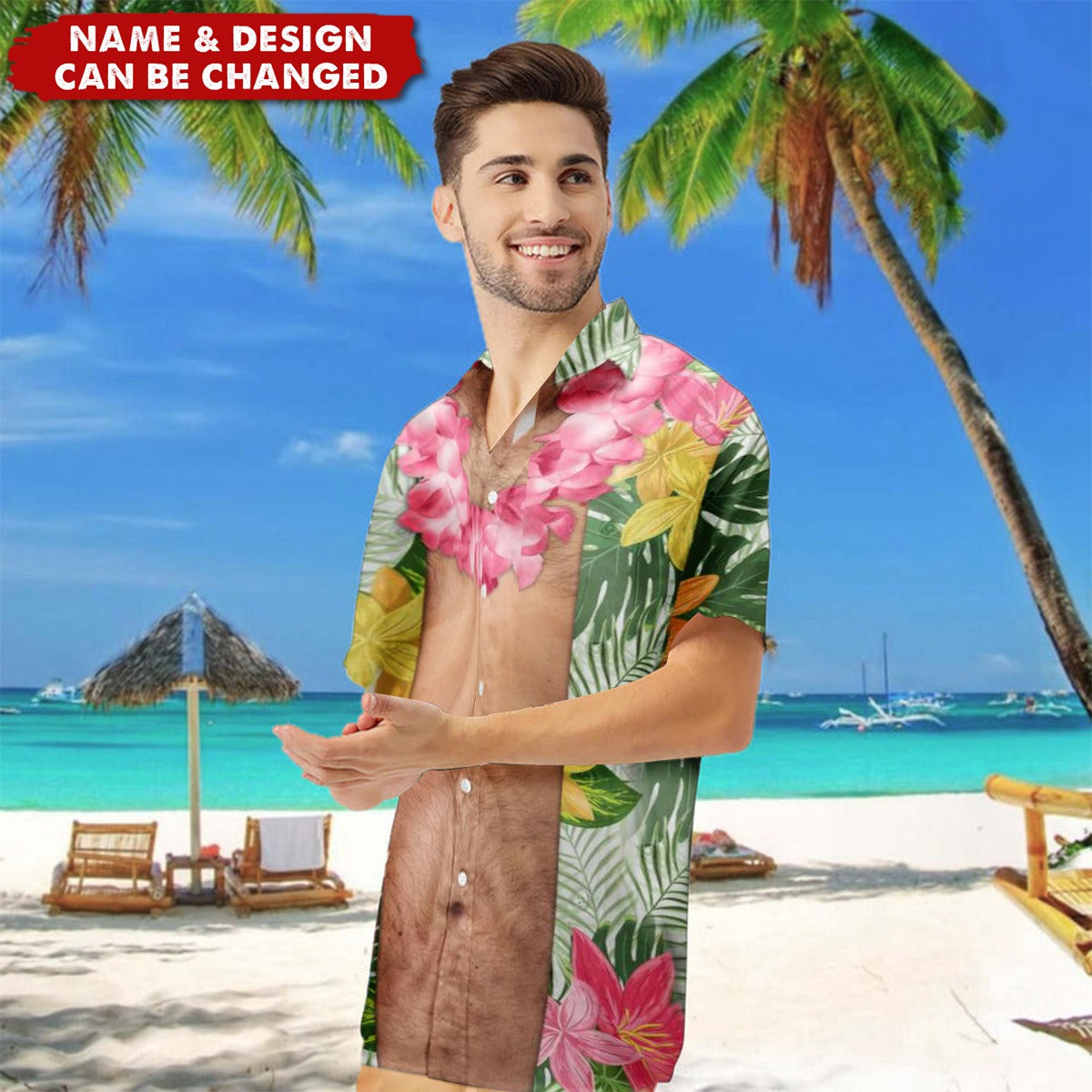 Funny Big Belly Aloha With Tropical Flowers - Personalized Hawaiian Shirt