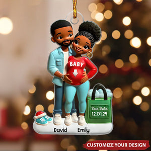 Personalized Baby On The Way Couple Christmas Ornament