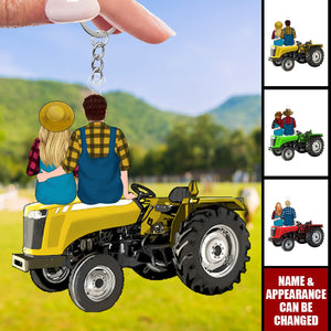 Tractor Couple - Personalized Acrylic Keychain - Gift For Couple