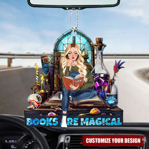 Reading Book Magical - Personalized Acrylic Car Ornament, Gift For Book Lover