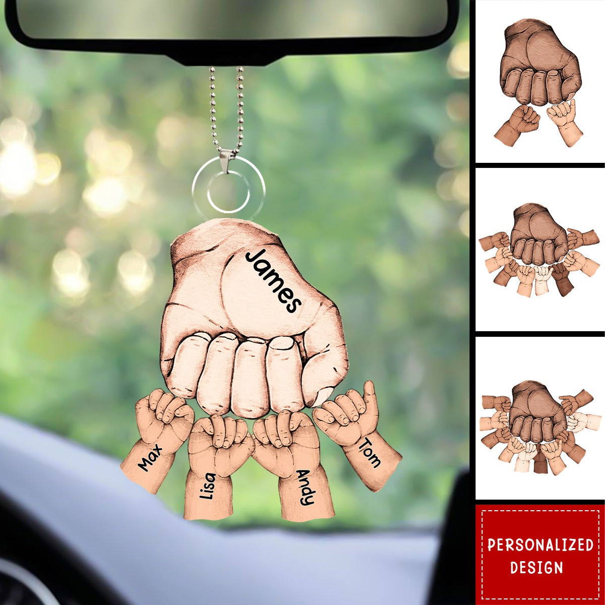 Gift For Dad Fist Bump Personalized Acrylic Car Ornament