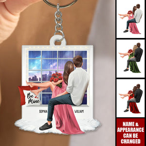 Embracing Couples On Window Personalized Acrylic Keychain