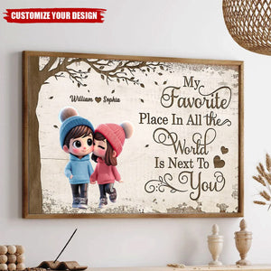 Cute Cartoon Couple Walking Personalized Poster