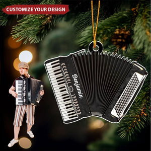 Classic Accordion - Personalized Acrylic Christmas Ornament, Gift for Musician, Accordion Lover