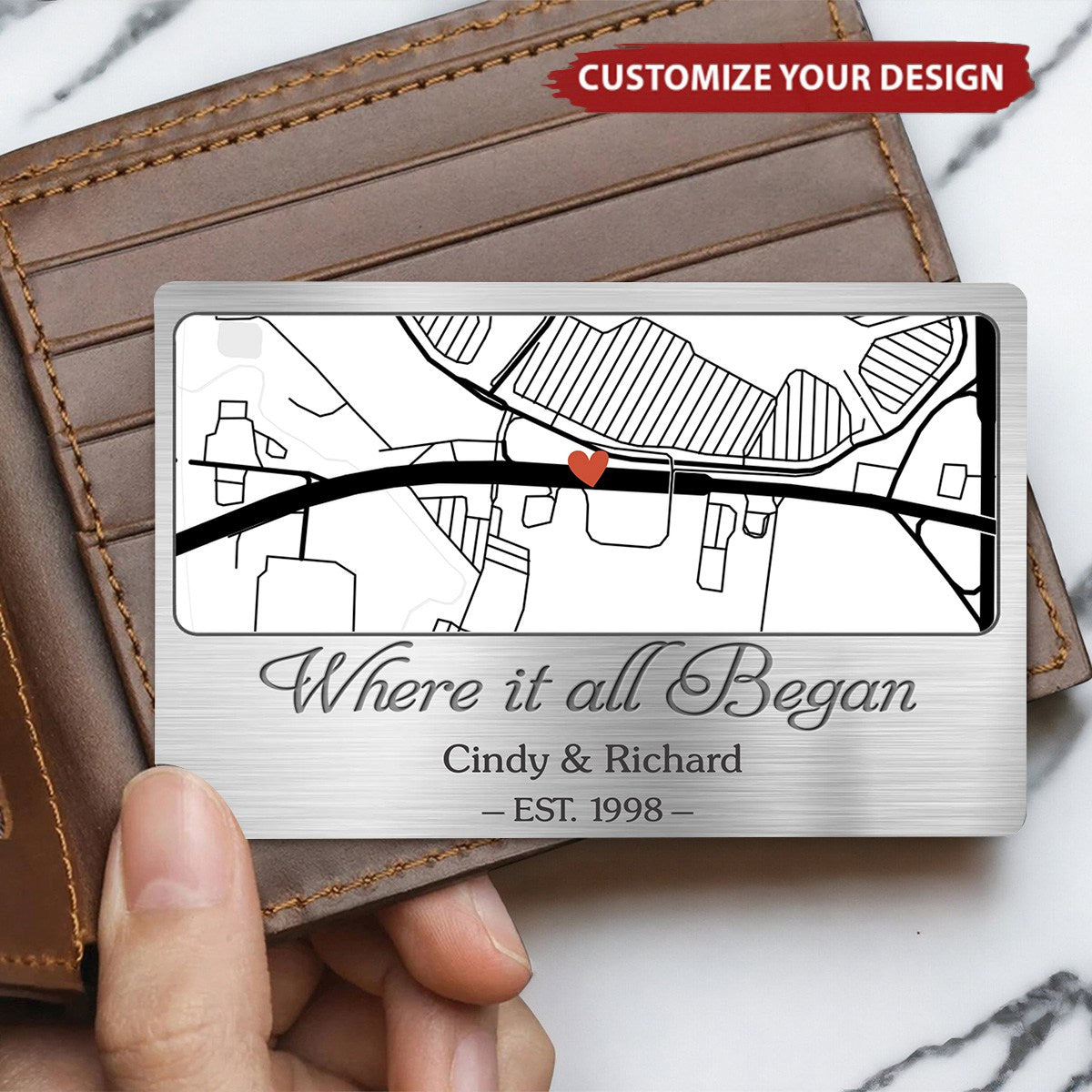 Location Map You Are The Map To My Heart Couple Personalized Map Stainless Steel Wallet Card