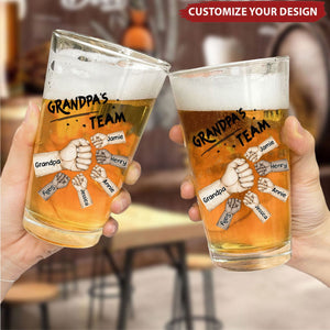 Best Dad Ever Fist Bump Personalized Beer Glass, Father's Day Gift