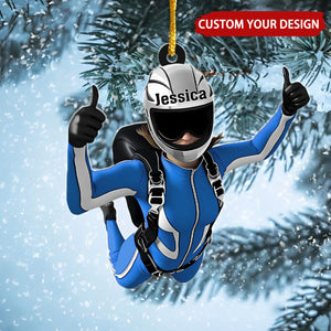 Skydiving Girl Personalized Christmas Ornament, Gift For Extreme Sports Lover