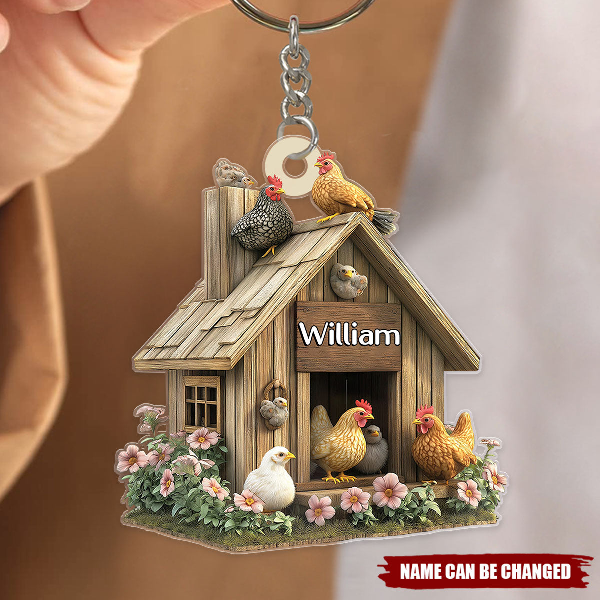 Personalized Chicken Coop Keychain - Gift For Chicken Lovers, Farmers